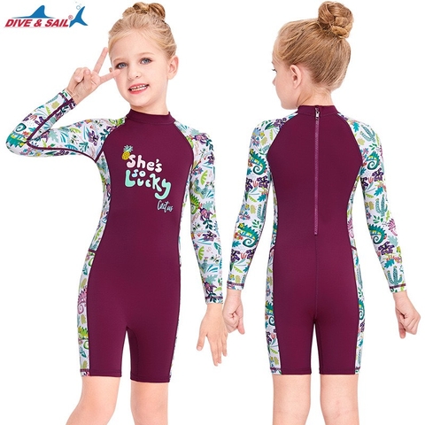 Bộ bơi chống nắng, dài tay dáng liền, màu tím, Lucky, M150212K