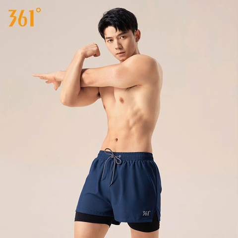 Quần Bơi Nam 2 Lớp 361° Cao Cấp - Chống Clo, Co Giãn 4 Chiều, Khô Nhanh màu Xanh Than