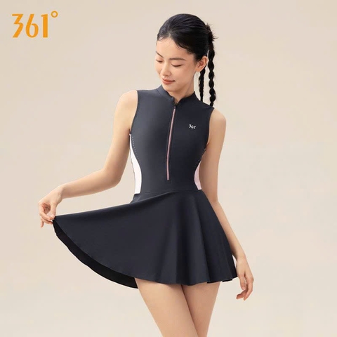Bộ bơi nữ 361 liền thân váy, tạo dáng thon gọn, che vòng bụng, co giãn, thoáng khí
