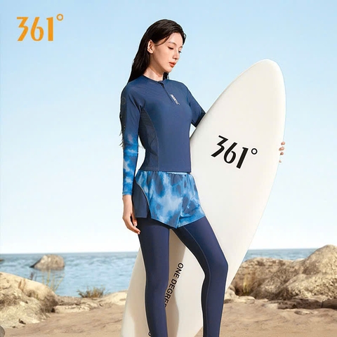 Bộ bơi nữ 361 dài tay chân, lịch sự chống nắng UPF 50+, bảo vệ da, màu xanh