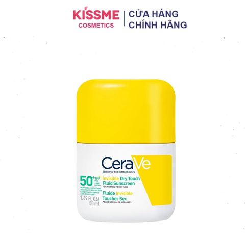Sữa Chống Nắng Cerave Kiềm Dầu, Mỏng Nhẹ, Khô Thoáng Invisible Dry Touch​ Fluid Sunscreen SPF50+ PA++++​ 50ml