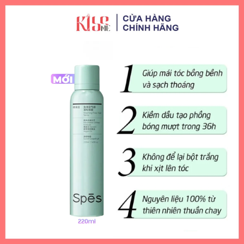 Dầu Gội Khô SPES Làm Sạch, Tóc Bồng Bềnh, Không Bết Tóc 220ml