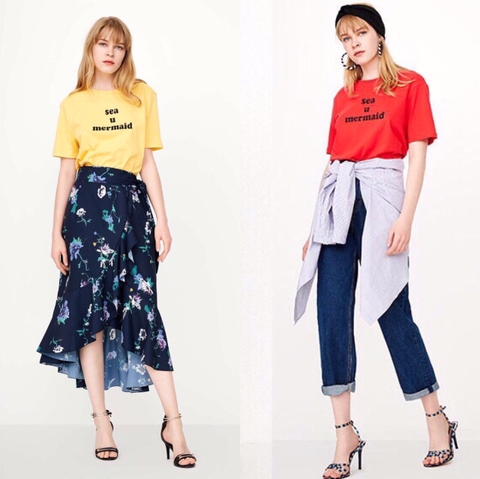 Áo thun Pull&Bear 4 màu in chữ