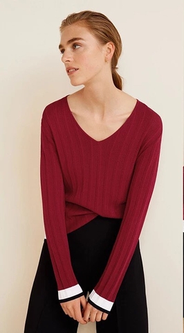 Áo len cổ tim Mango