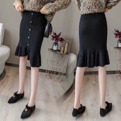 Mua Chân váy len đuôi cá dài vạt chéo phối ren QC loại 1  Tiki