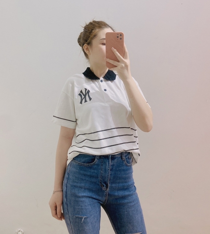 Áo Polo Kẻ Ngang MLB
