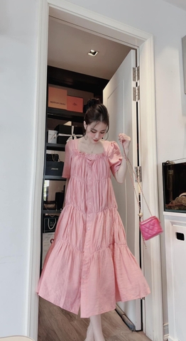 Đầm Nhún Hồng Zane