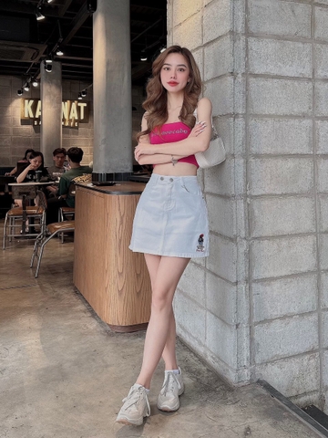 Chân Váy Jean Thêu Gấu Whoau