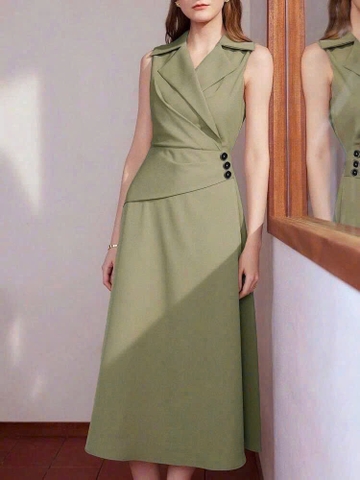 Đầm Sát Nách Oscar Đính Nút