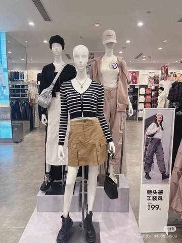 Cardigan Croptop Kẻ Ngang GU