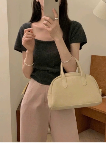 Áo Dệt Kim Cổ Vuông  Áo Dệt Kim Cổ Vuông  BLUEPOPS