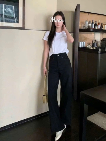 Quần Jean Ống Suông Đen Levis