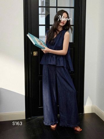 Sét Áo Sát Nách Và Quần Suông Denim Oliver