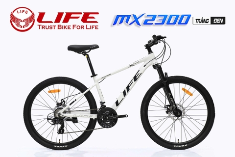 Xe đạp địa hình LIFE MX2300:   Xe địa hình cỡ bánh 26 inch, khung Nhôm siêu nhẹ, không mối hàn, cáp âm khung.   Groupset SHIMING 3x8 (24 tốc độ). Phanh đĩa cơ, Siêu Hot 2026