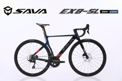 Xe Đạp Đua ĐỨC SAVA EX8 SL:khung Nhôm siêu nhẹ, trọng lượng dưới 10kg, càng Carbon Toray T800 cao cấp. Dàn đầu Carbon Toray đúc liền khối, Tem UCI, Groupset SHIMANO 105 R7120 Japan via 2x12(24S) . SAN PHẲNG MỌI GIỚI HẠN