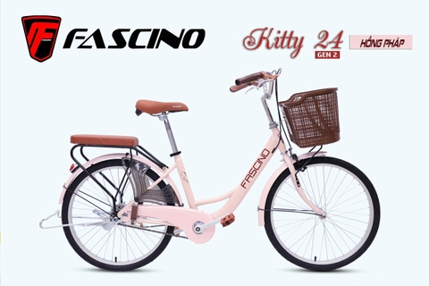 Xe đạp Mini FASCINO KITTY 24 GEN 2: khung thép, sơn tĩnh điện, cáp âm khung. Phanh đĩa , bánh 24inch. DUYÊN DÁNG sang trọng dành cho phái đẹp 2026