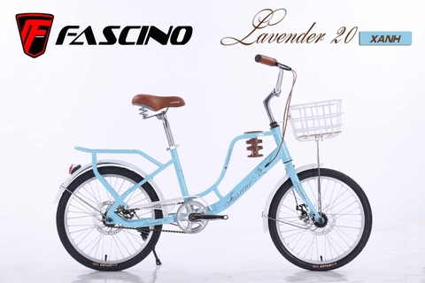 Xe đạp Mini FASCINO LAVENDER 20: khung thép, sơn tĩnh điện, cáp âm khung. Phanh đĩa, bánh 20inch. DUYÊN DÁNG sang trọng dành cho bé gái.