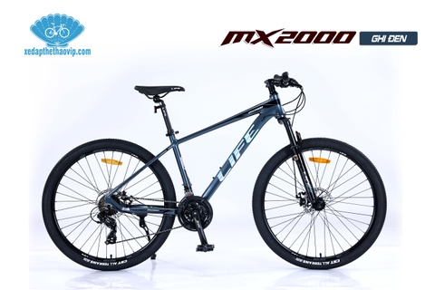 Xe đạp địa hình LIFE MX2000 : Khung Nhôm không mối hàn, Phuộc giảm xóc, Phanh đĩa, Group SHIMANO 3x7 tốc độ, Bánh 27.5