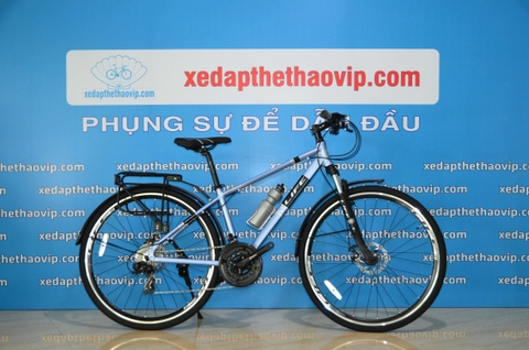 Xe Đạp Hybrid ĐÀI LOAN LIFE HBR88 Max, Khung nhôm siêu nhẹ, Shimano Tourney 24 tốc độ, phuộc nhún có khóa hành trình, phanh đĩa cơ, lốp 700x38, đầy đủ baga, chắn bùn