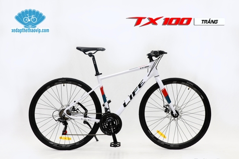 Xe Đạp Touring LIFE TX100: khung Nhôm, cáp âm khung.  Groupset SHIMANO 3x7 tốc độ. Phanh đĩa cơ.  SIÊU HOT 2025