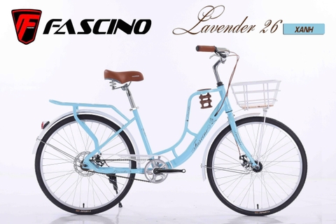Xe đạp Mini FASCINO LAVENDER 26: khung thép, sơn tĩnh điện, cáp âm khung. Phanh đĩa , DUYÊN DÁNG sang trọng dành cho phái đẹp