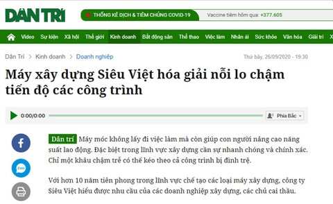 Máy xây dựng Siêu Việt hóa giải nỗi lo chậm tiến độ các công trình