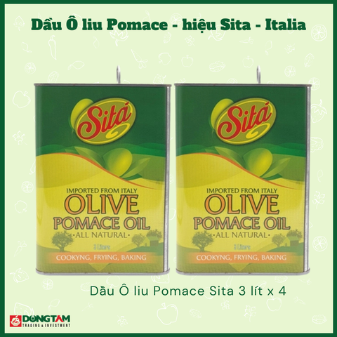 Dầu Olive Pomace hiệu Sita - Italia 3 lít x 4 can sắt / thùng