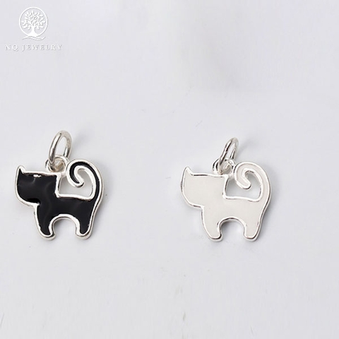 Charm bạc mèo mai mắn treo