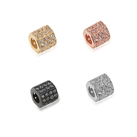 Charm trụ lục giác đen đính đá trắng