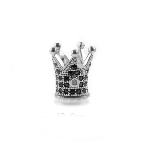Charm hợp kim vương miệng dài đính đá đen