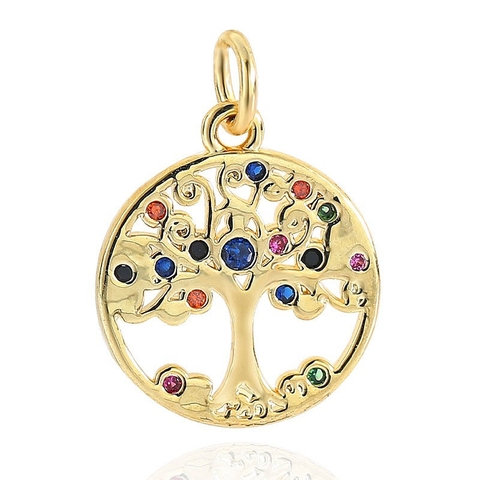 Charm hợp kim treo hình tròn phối cây trí tuệ 
 MÀU VÀNG