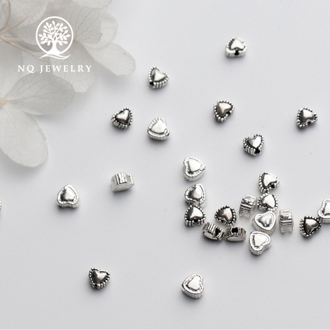 Charm bạc trái tim xỏ ngang bạc thái