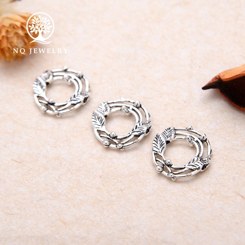 Charm bạc hình tổ chim lồng hạt 6mm vào giữa xỏ ngang