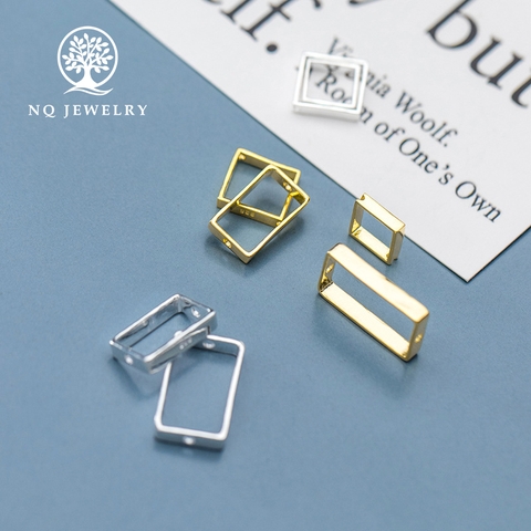 Charm bạc hình chữ nhật lồng hạt