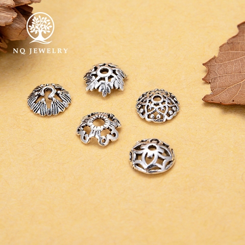 Charm bạc chụp hạt họa tiết thực vật