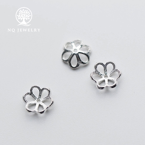 Charm bạc chụp hạt hoạ tiết hoa văn (trắng)