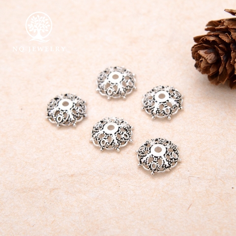 Charm bạc chụp hạt, bọc hạt họa tiết lưới Torus
