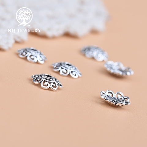 Charm bạc chụp hạt, bọc hạt họa tiết hoa văn