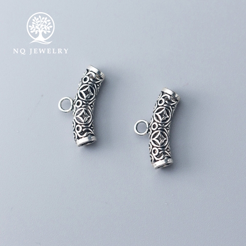 Charm bạc hình đốt trúc họa tiết đồng tiền gắn charm treo