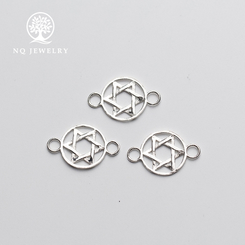 Charm bạc khóa liên kết vòng tay, dây chuỗi hình sao 6 cánh
