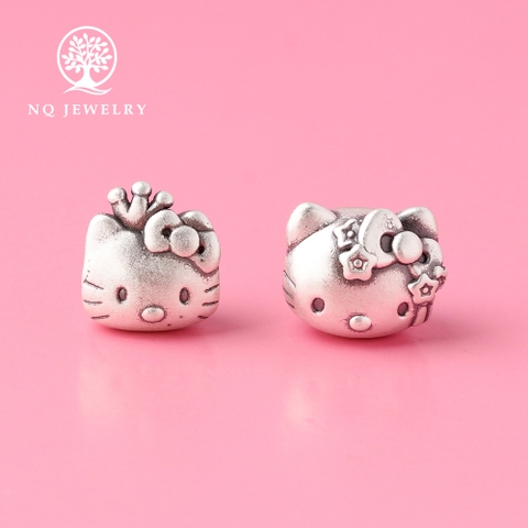 Charm bạc xỏ ngang mèo hello kitty
