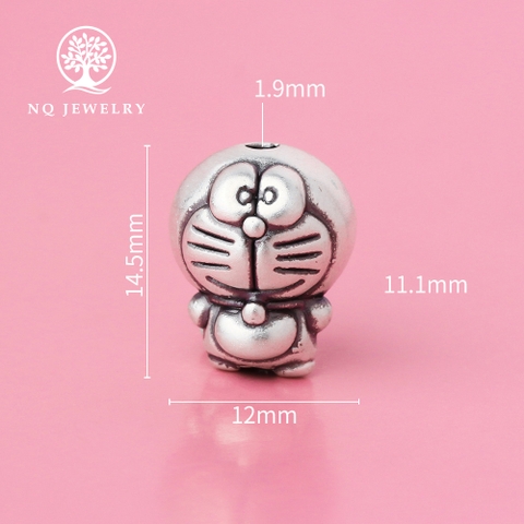 Charm bạc hình doraemon xỏ ngang