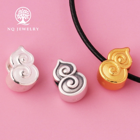 Charm bạc xỏ ngang hình trái bầu