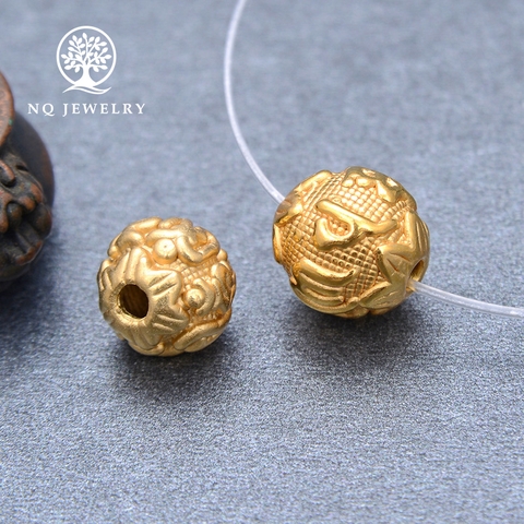 Charm bạc lục tự mạ vàng xỏ ngang