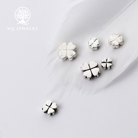 Charm bạc cỏ 4 lá xỏ ngang