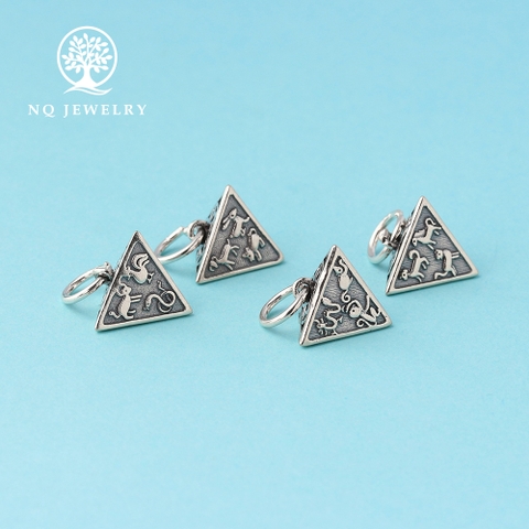 Charm bạc treo tam hợp 12 con giáp