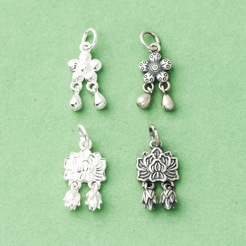 Charm bạc hình hoa họa tiết hoa văn treo