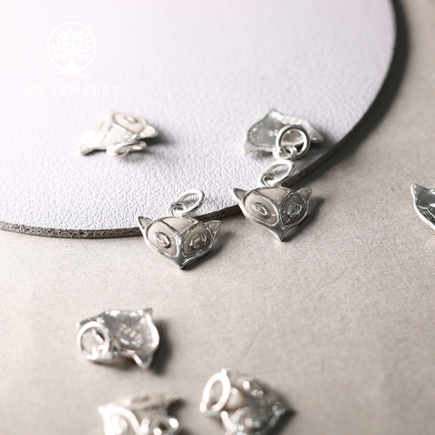 Charm bạc mặt hồ ly treo