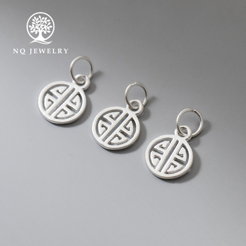 Charm bạc tròn hình chữ hỷ treo