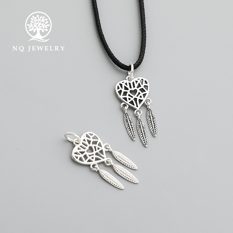 Charm bạc dream catcher hình trái tim treo